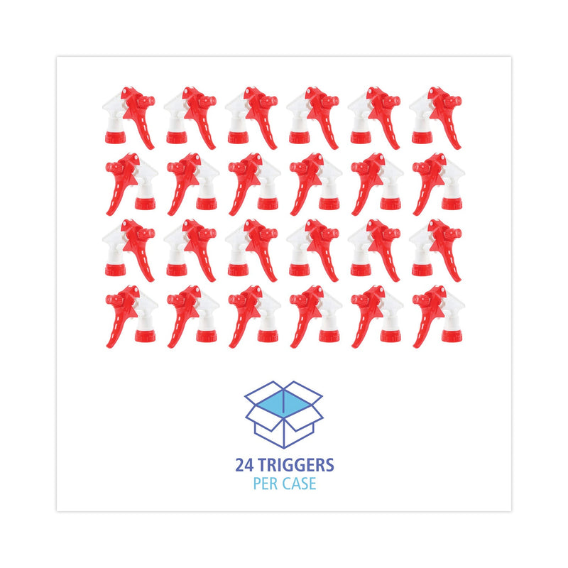 Boardwalk Trigger Sprayer 250, 8" Tube, Fits 16-24 oz Bottles, Red/White, 24/Carton