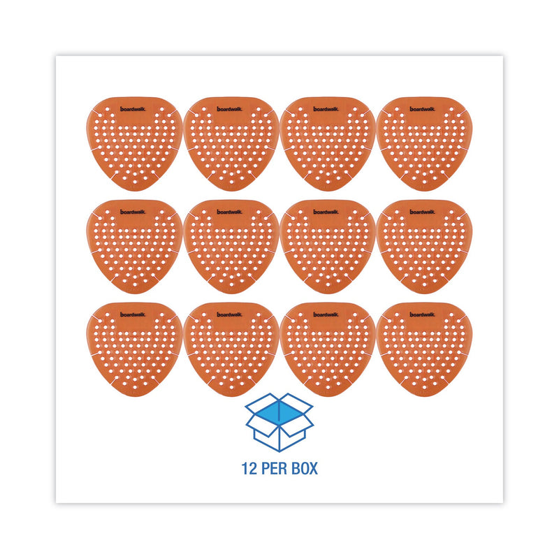 Boardwalk Gem Urinal Screens, Mango Scent, Orange, 12/Box