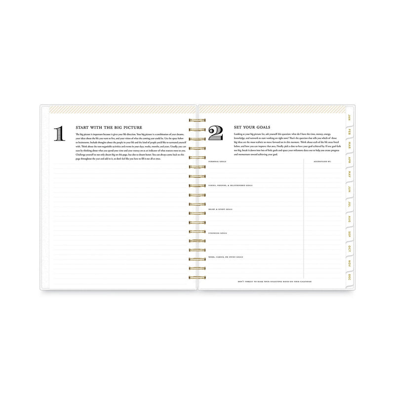 Blue Sky Day Designer Daily/Monthly Frosted Planner, Rugby Stripe Artwork, 10x8, Black/White Cover, 12-Month (July to June): 2022-2023