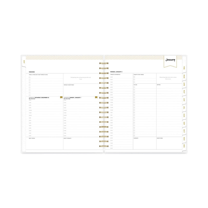 Blue Sky Day Designer Daily/Monthly Frosted Planner, Rugby Stripe Artwork, 10x8, Black/White Cover, 12-Month (July to June): 2022-2023