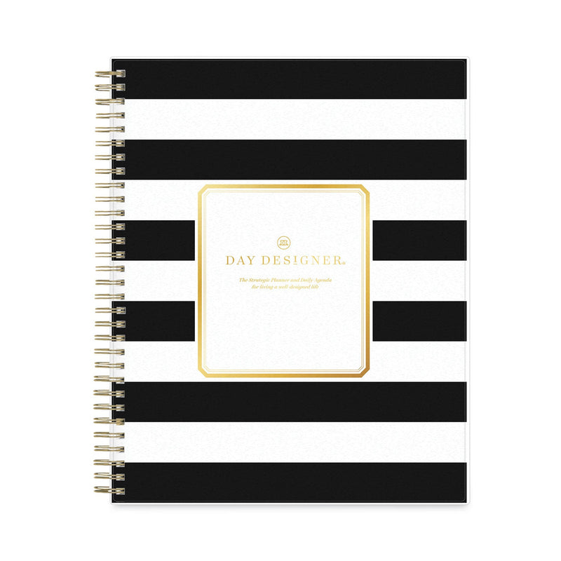 Blue Sky Day Designer Daily/Monthly Frosted Planner, Rugby Stripe Artwork, 10x8, Black/White Cover, 12-Month (July to June): 2022-2023