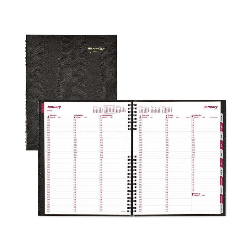 Brownline CoilPro Weekly Appointment Book in Columnar Format, 11 x 8.5, Black Cover, 12-Month (Jan to Dec): 2023