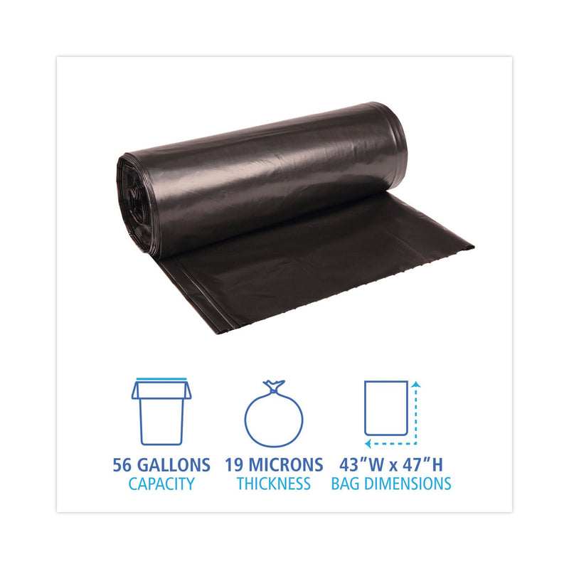 Boardwalk High-Density Can Liners, 56 gal, 19 microns, 43" x 47", Black, 150/Carton
