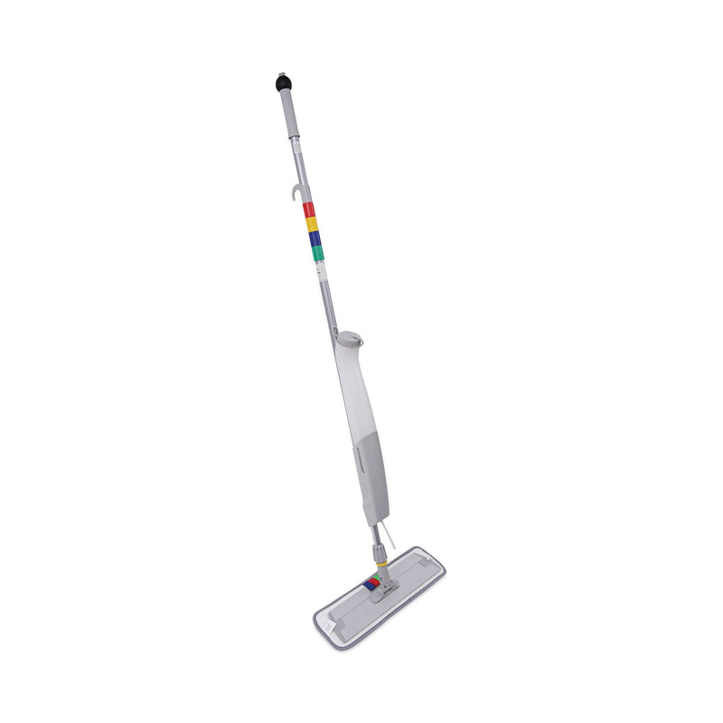Boardwalk Bucketless Microfiber Mop System, 5 x 18 Blue Microfiber Head, 59" Gray Aluminum/Polypropylene Handle