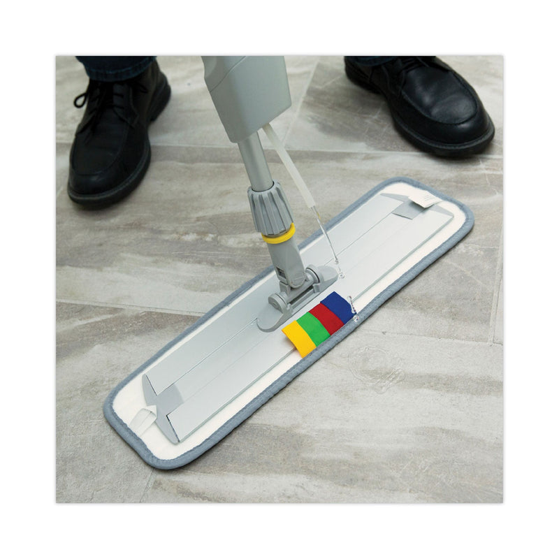 Boardwalk Bucketless Microfiber Mop System, 5 x 18 Blue Microfiber Head, 59" Gray Aluminum/Polypropylene Handle