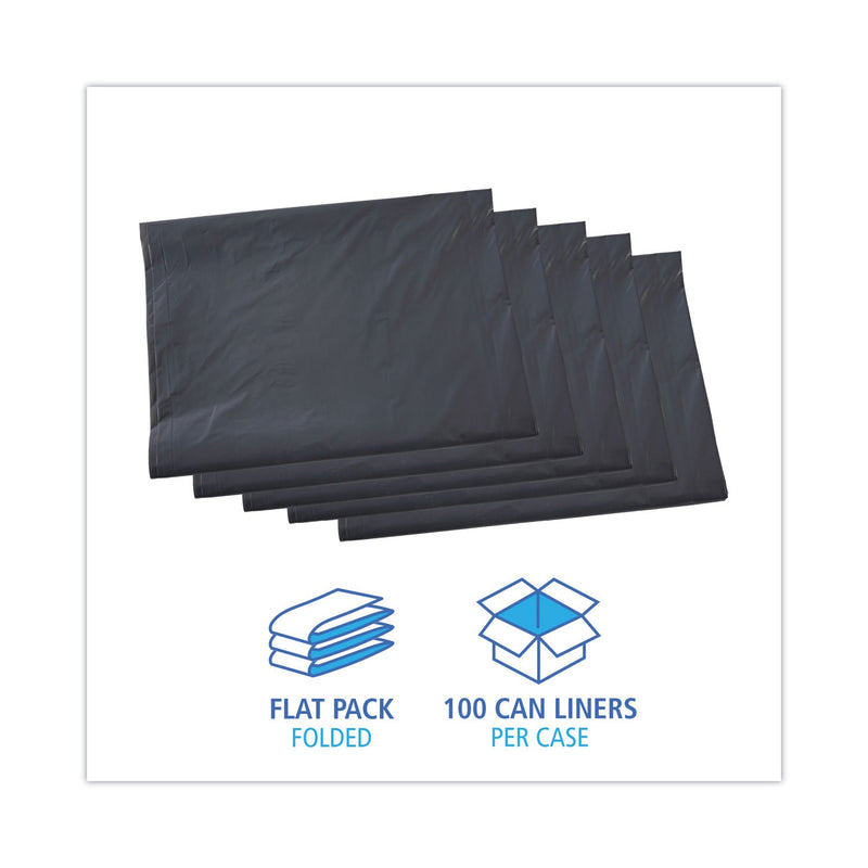 Boardwalk Linear Low Density Industrial Can Liners, 60 gal, 1.3 mil, 38 x 58, Gray, 100/Carton