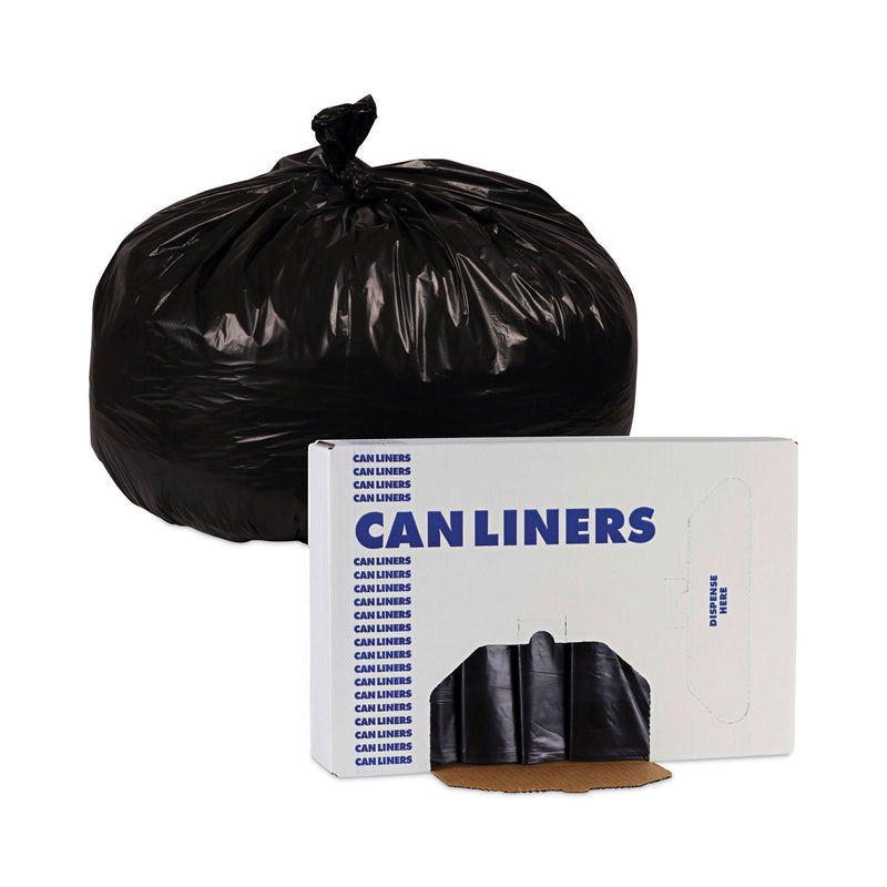 Boardwalk Linear Low Density Industrial Can Liners, 60 gal, 1.7 mil, 38 x 58, Black, 100/Carton