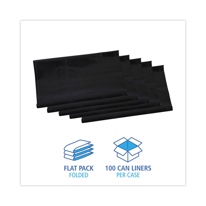 Boardwalk Linear Low Density Industrial Can Liners, 45 gal, 1.7 mil, 40 x 46, Black, 100/Carton