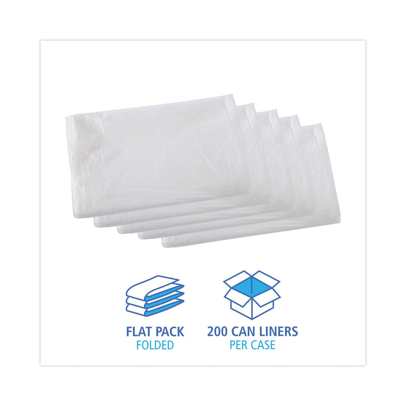 Boardwalk High Density Industrial Can Liners Flat Pack, 33 gal, 16 microns, 33 x 40, Natural, 200/Carton