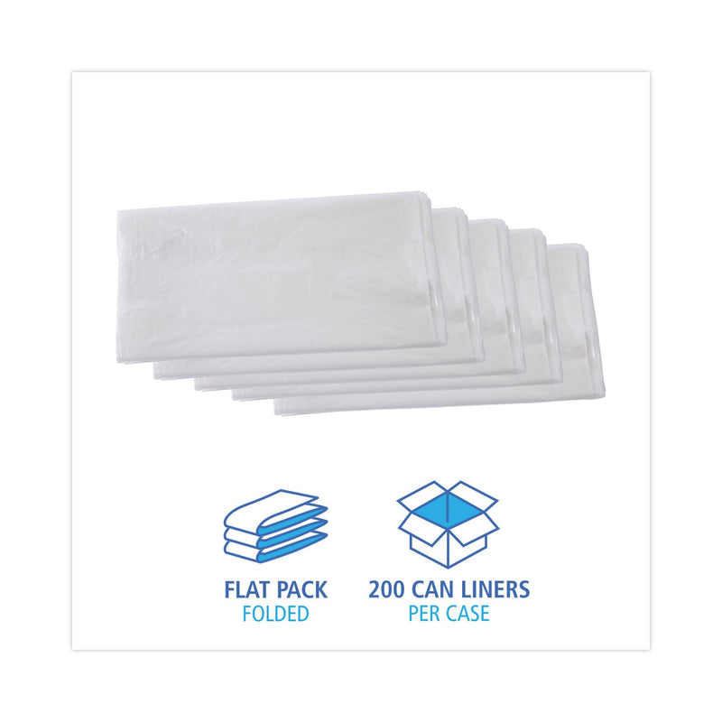 Boardwalk High Density Industrial Can Liners Flat Pack, 60 gal, 13 microns, 38 x 60, Natural, 200/Carton