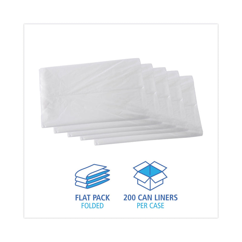 Boardwalk High Density Industrial Can Liners Flat Pack, 45 gal, 16 microns, 40 x 48, Natural, 200/Carton