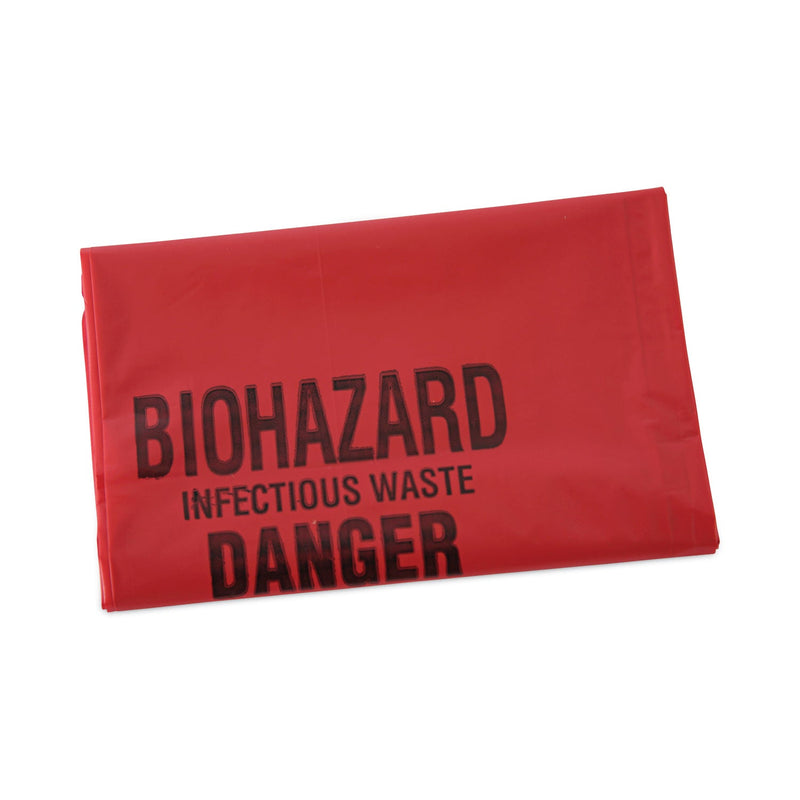 Boardwalk Linear Low Density Health Care Trash Can Liners, 16 gal, 1.3 mil, 24 x 32, Red, 250/Carton