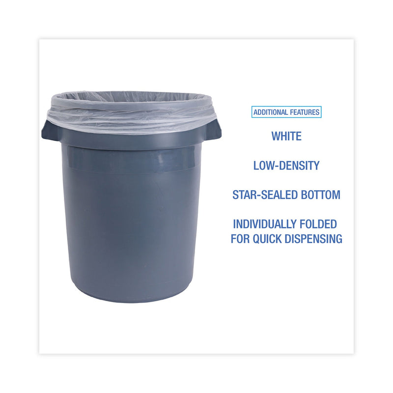 Boardwalk Linear Low Density Industrial Can Liners, 30 gal, 0.7 mil, 30 x 36, White, 200/Carton