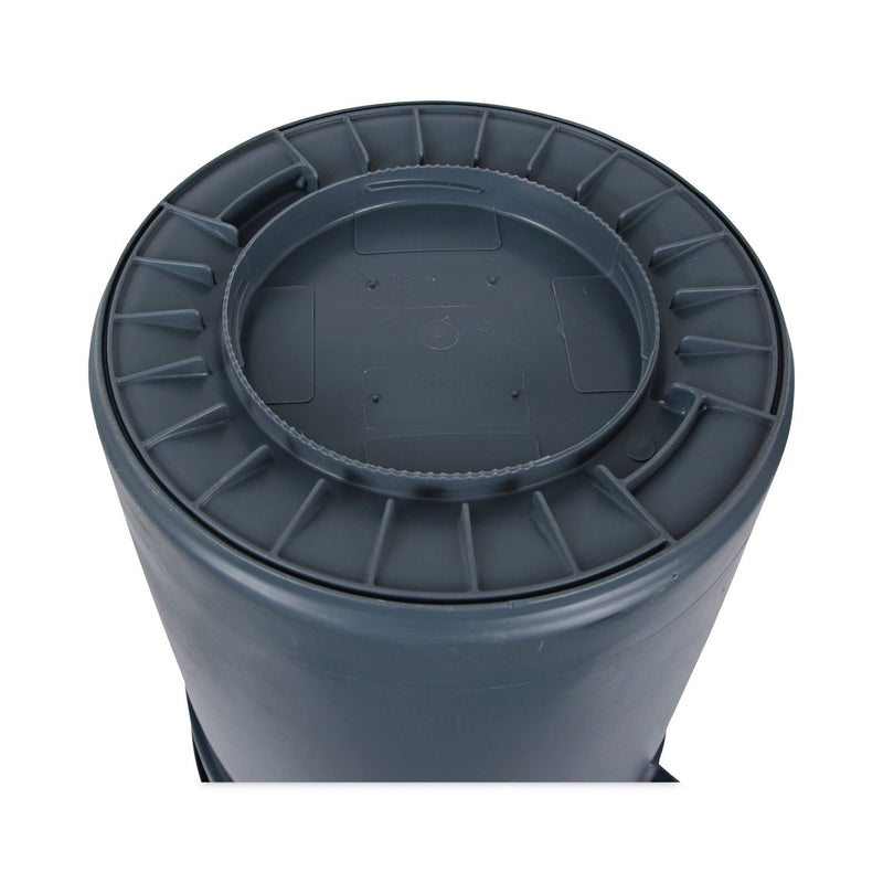Boardwalk Round Waste Receptacle, LLDPE, 32 gal, Gray