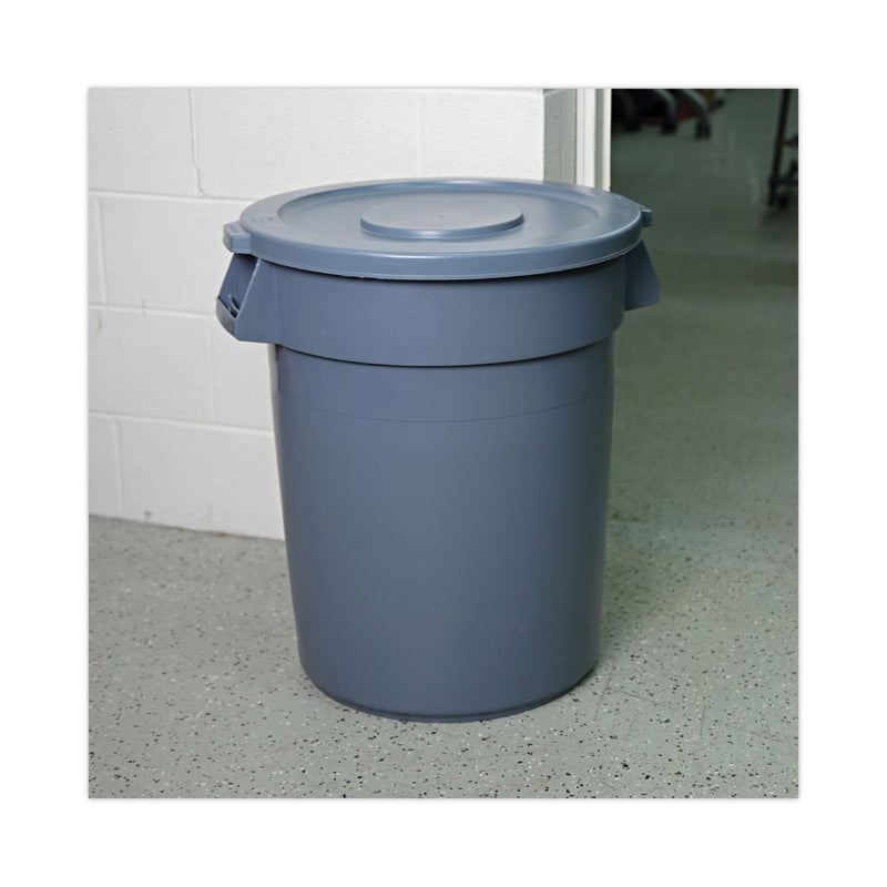Boardwalk Lids for 32 gal Waste Receptacle, Flat-Top, Round, Plastic, Gray