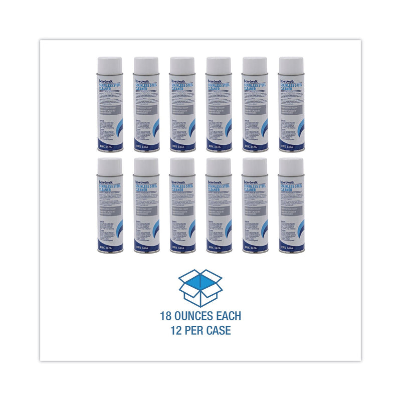 Boardwalk Stainless Steel Cleaner and Polish, Lemon, 18 oz Aerosol Spray