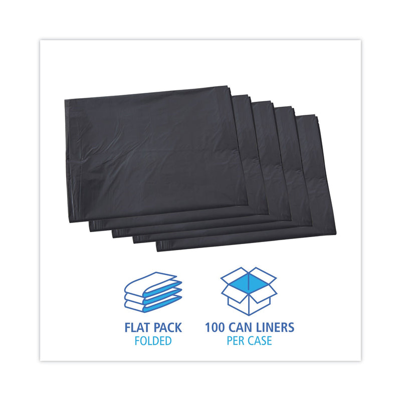Boardwalk Linear Low Density Industrial Can Liners, 60 gal, 1.1 mil, 38 x 58, Gray, 100/Carton