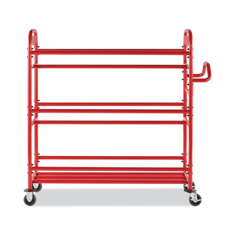 Rubbermaid Tote Picking Cart, Metal, 3 Shelves, 450 lb Capacity, 57" x 18.5" x 55", Red