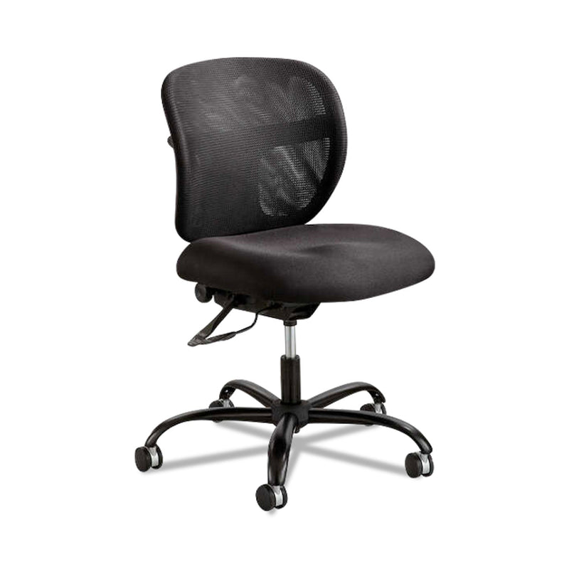 Safco Vue Intensive-Use Mesh Task Chair, Supports Up to 500 lb, 18.5" to 21" Seat Height, Black Vinyl Seat/Back, Black Base