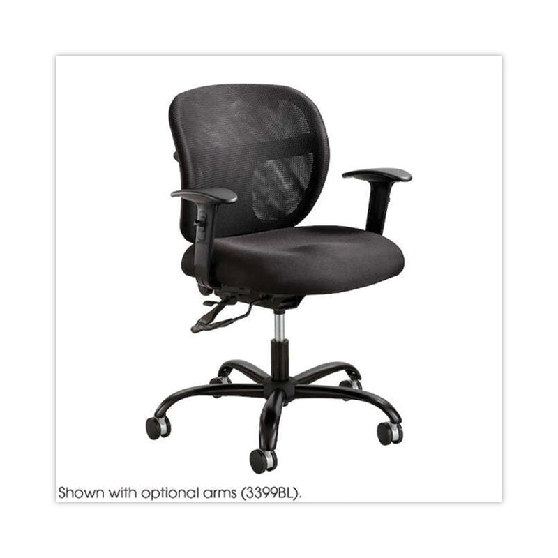 Safco Vue Intensive-Use Mesh Task Chair, Supports Up to 500 lb, 18.5" to 21" Seat Height, Black Vinyl Seat/Back, Black Base