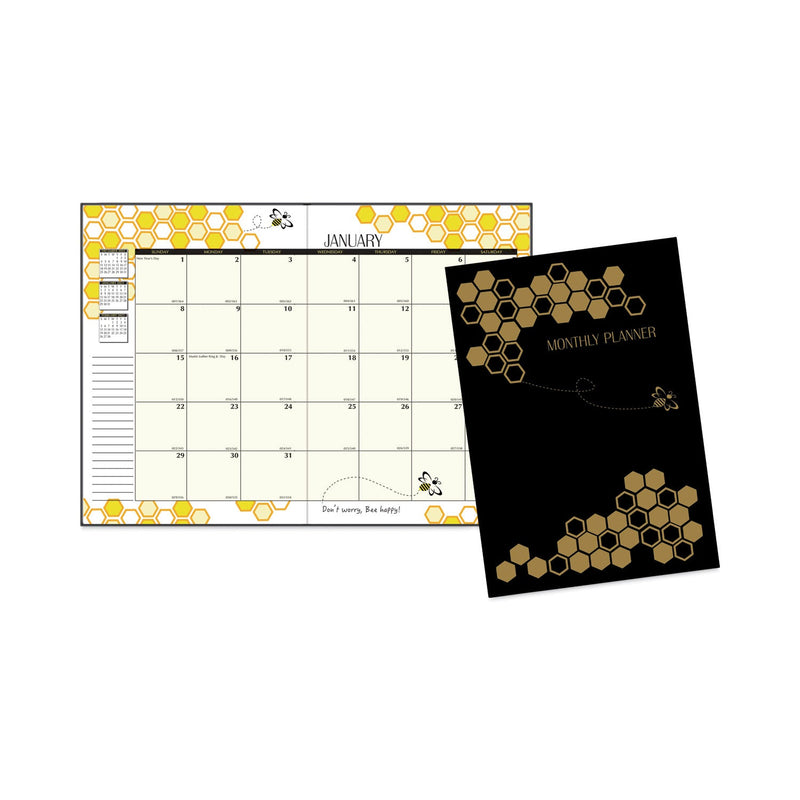 House of Doolittle Recycled Honeycomb Monthly Planner, Honeycomb Artwork, 11 x 7, Black/Gold Cover, 12-Month (Jan to Dec)