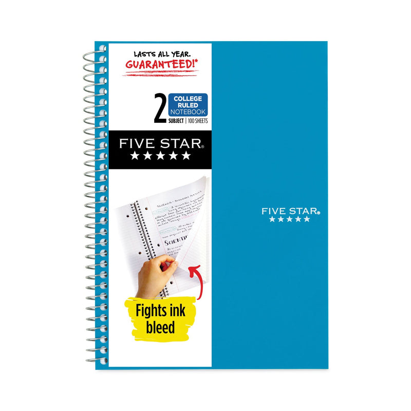 Five Star Wirebound Notebook, 2 Subject, Medium/College Rule, Randomly Assorted Covers, 9.5 x 6, 100 Sheets