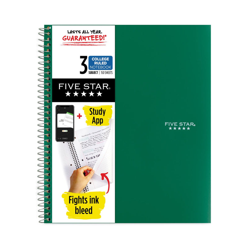Five Star Wirebound Notebook, 3 Subject, Medium/College Rule, Randomly Assorted Covers, 11 x 8.5, 150 Sheets