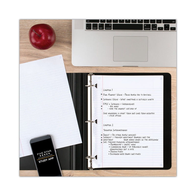 Five Star Reinforced Filler Paper, 3-Hole, 8.5 x 11, College Rule, 100/Pack