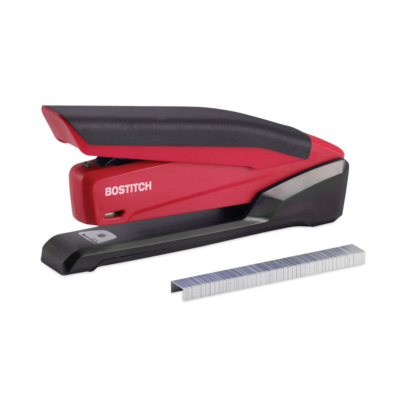 Bostitch InPower Spring-Powered Desktop Stapler, 20-Sheet Capacity, Red