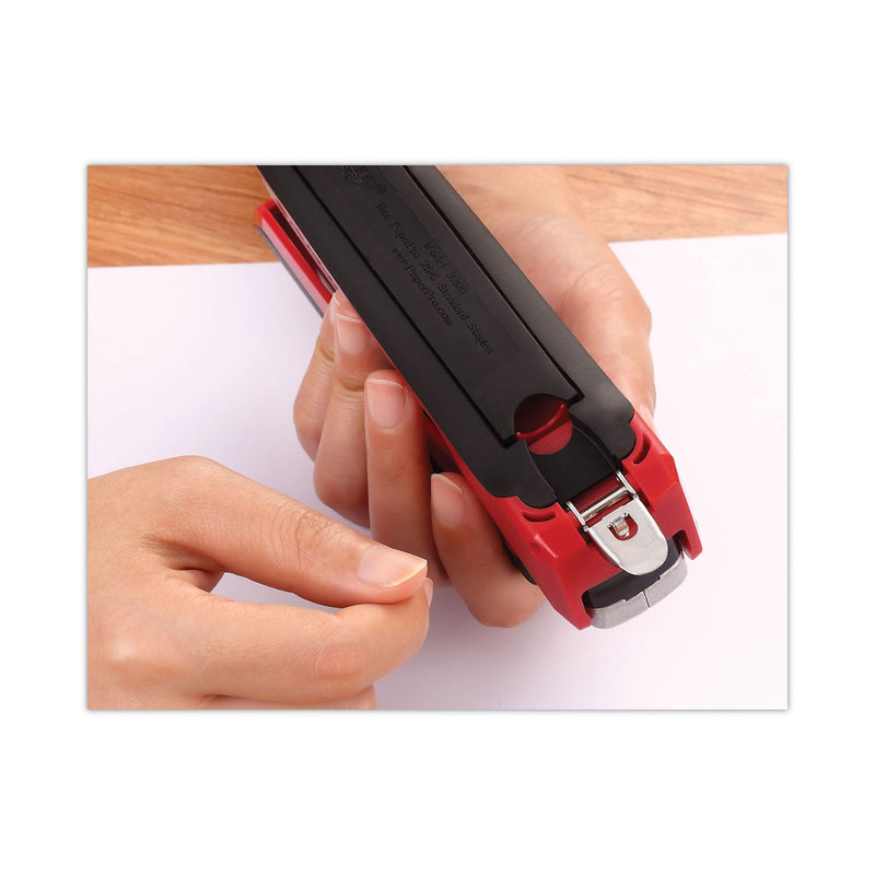 Bostitch InPower Spring-Powered Premium Desktop Stapler, 28-Sheet Capacity, Red/Silver