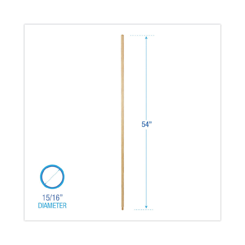 Boardwalk Threaded End Broom Handle, Lacquered Hardwood, 0.94" dia x 54", Natural