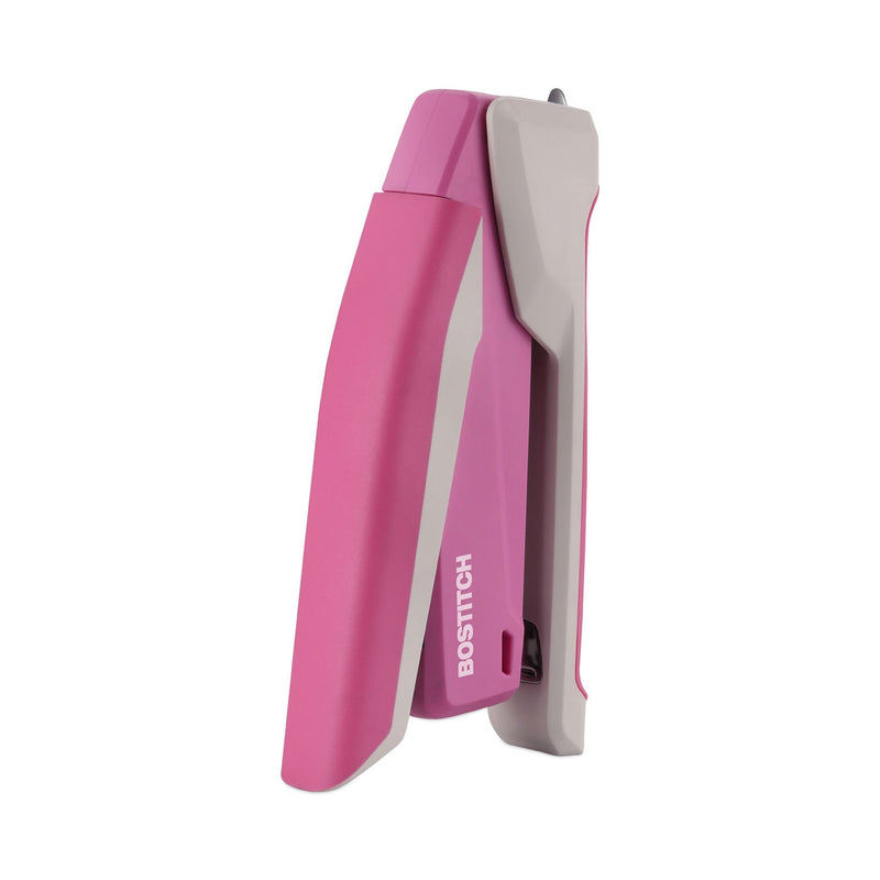 Bostitch InCourage Spring-Powered Desktop Stapler, 20-Sheet Capacity, Pink/White