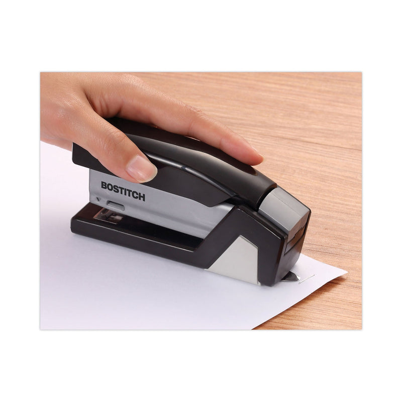 Bostitch InJoy Spring-Powered Compact Stapler, 20-Sheet Capacity, Black