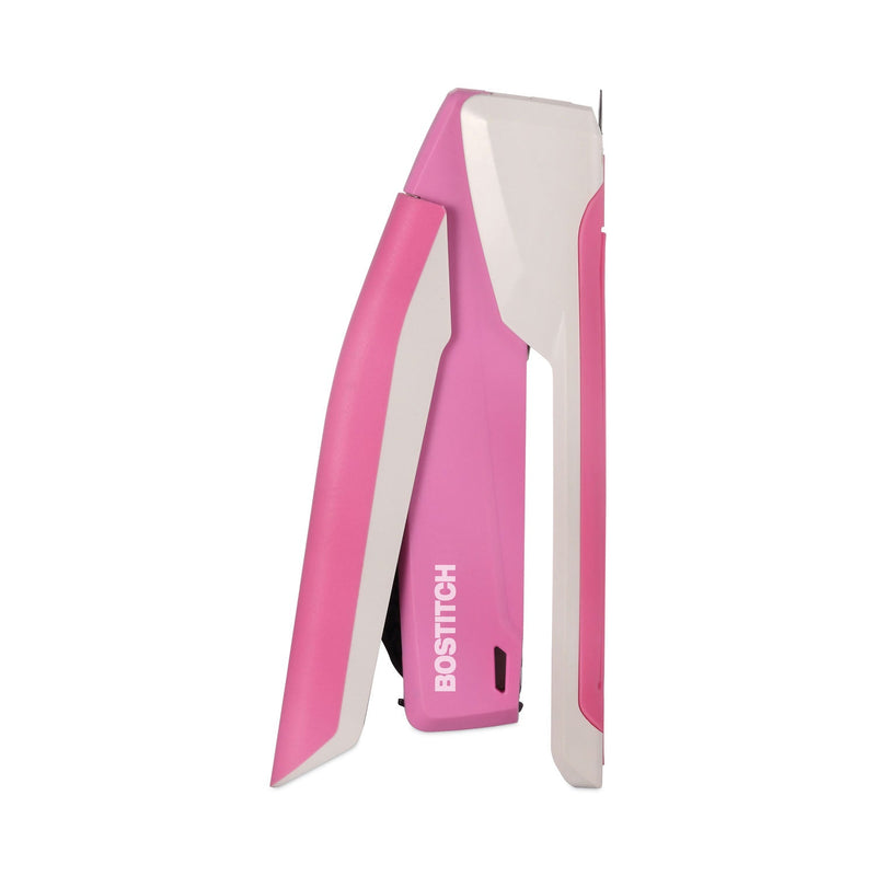 Bostitch InCourage Spring-Powered Desktop Stapler, 20-Sheet Capacity, Pink/White
