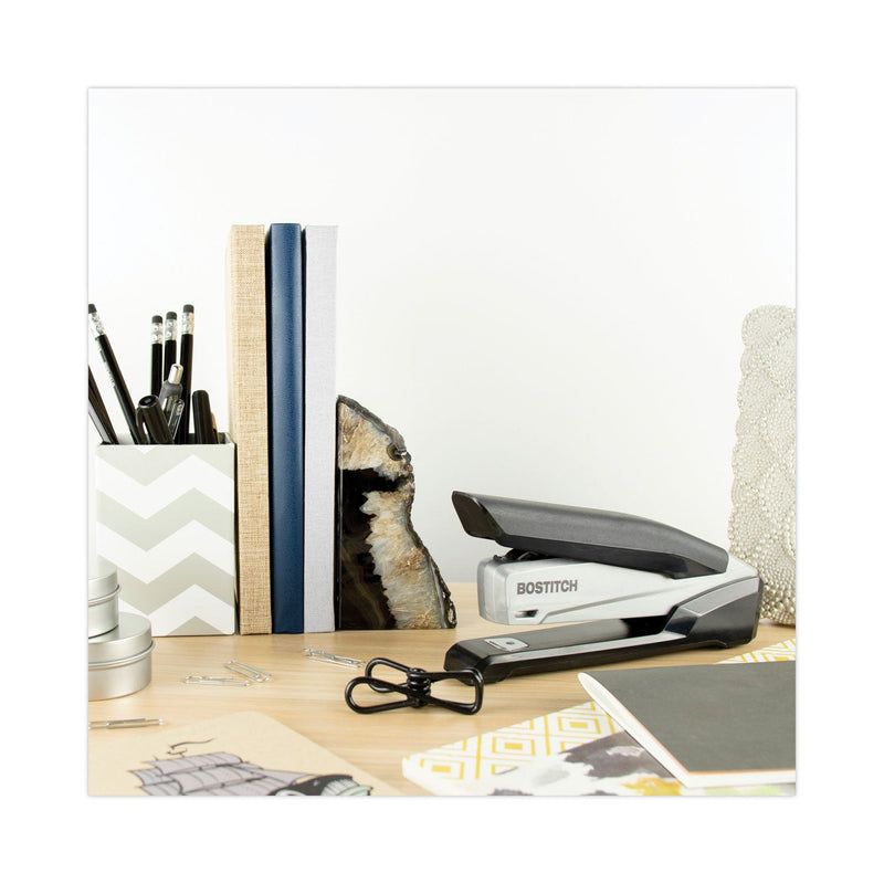 Bostitch InPower Spring-Powered Premium Desktop Stapler, 20-Sheet Capacity, Black/Gray