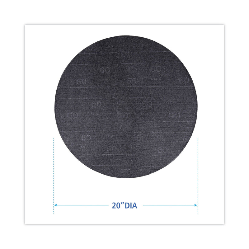 Boardwalk Sanding Screens, 20" Diameter, 60 Grit, Black, 10/Carton