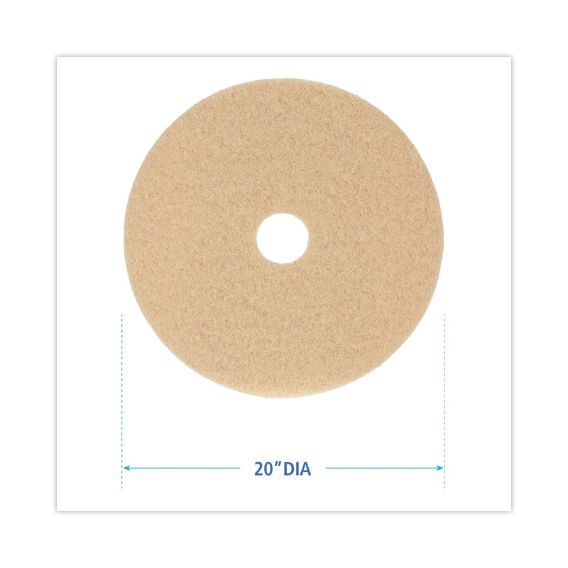 Boardwalk Burnishing Floor Pads, 20" Diameter, Tan, 5/Carton