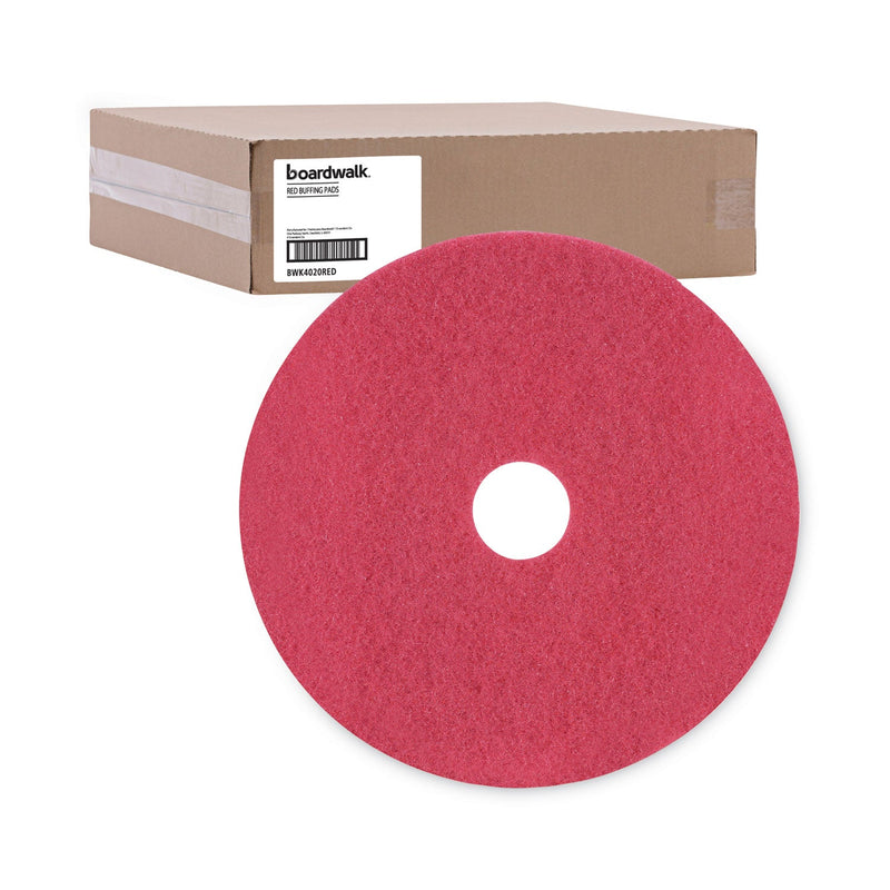 Boardwalk Buffing Floor Pads, 20" Diameter, Red, 5/Carton