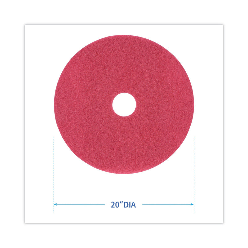 Boardwalk Buffing Floor Pads, 20" Diameter, Red, 5/Carton