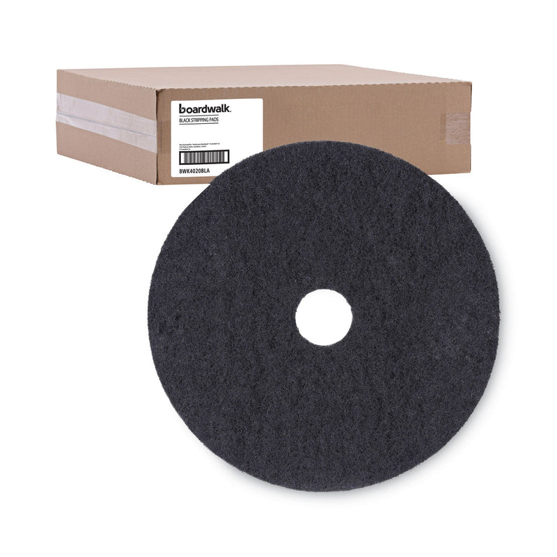 Boardwalk Stripping Floor Pads, 20" Diameter, Black, 5/Carton
