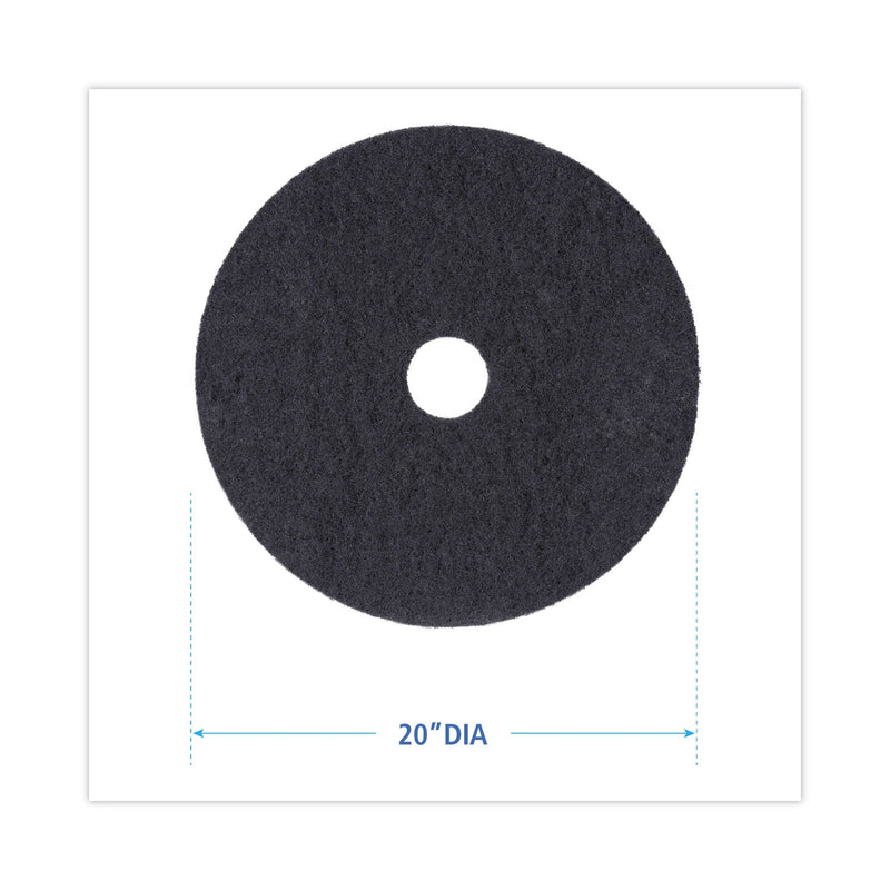 Boardwalk Stripping Floor Pads, 20" Diameter, Black, 5/Carton
