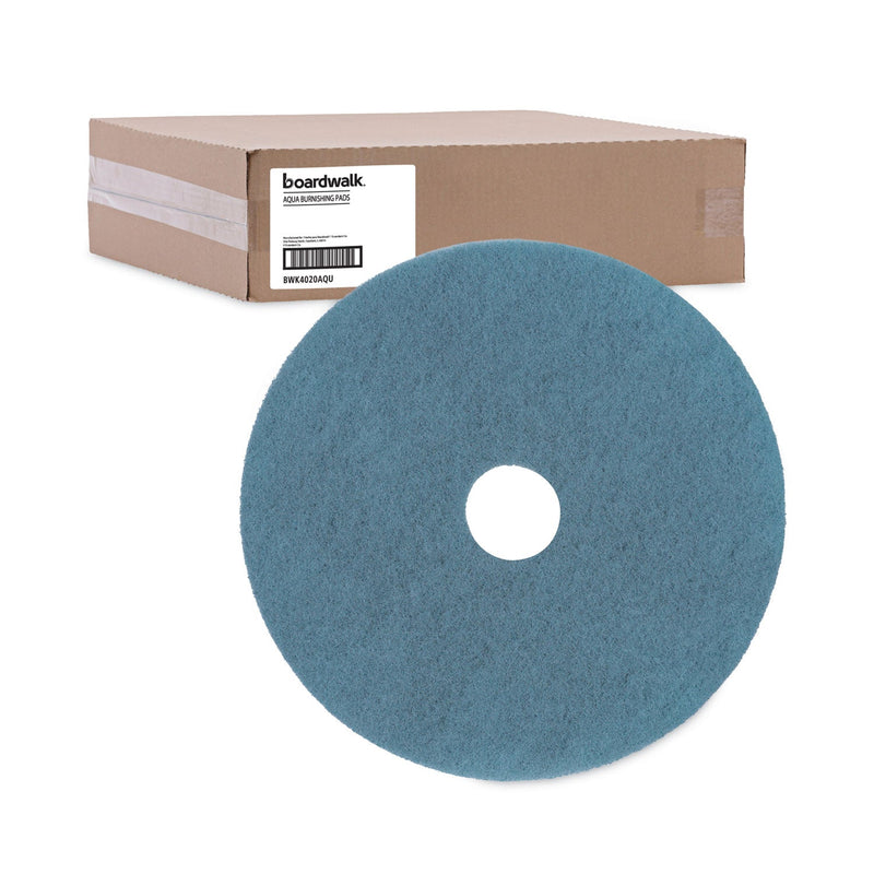 Boardwalk Burnishing Floor Pads, 20" Diameter, Aqua, 5/Carton