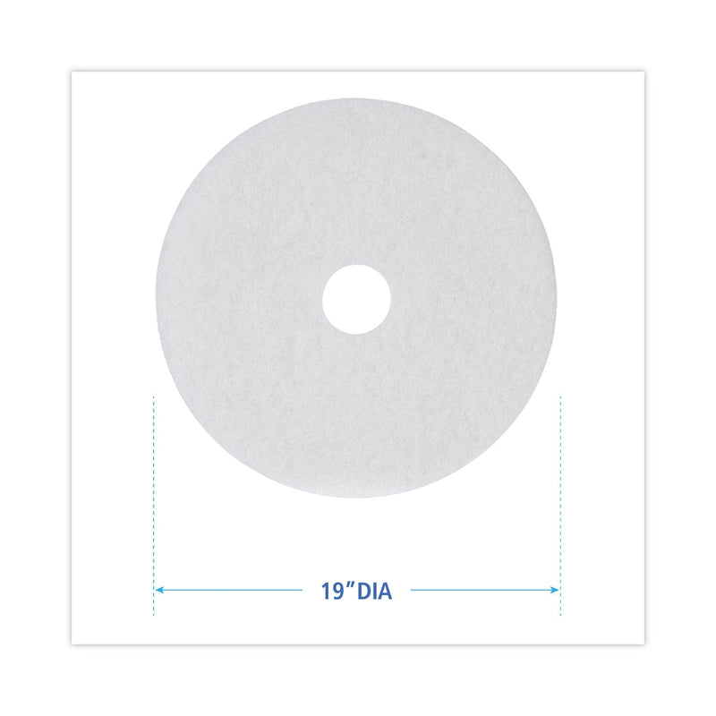 Boardwalk Polishing Floor Pads, 19" Diameter, White, 5/Carton