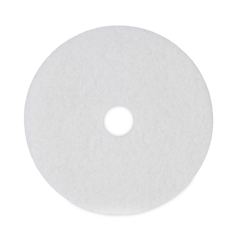 Boardwalk Polishing Floor Pads, 19" Diameter, White, 5/Carton