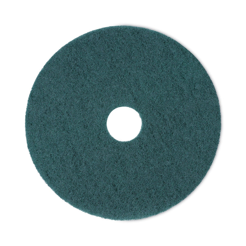 Boardwalk Heavy-Duty Scrubbing Floor Pads, 18" Diameter, Green, 5/Carton