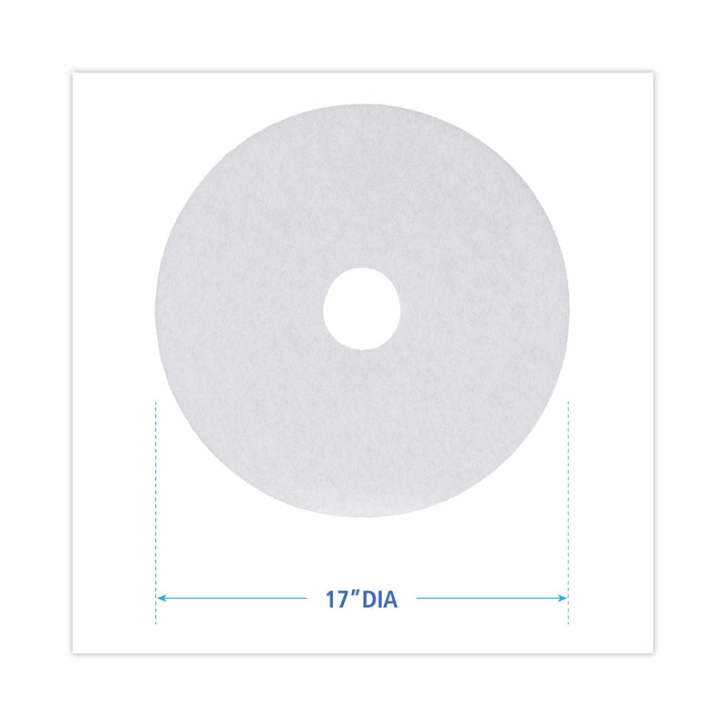 Boardwalk Polishing Floor Pads, 17" Diameter, White, 5/Carton