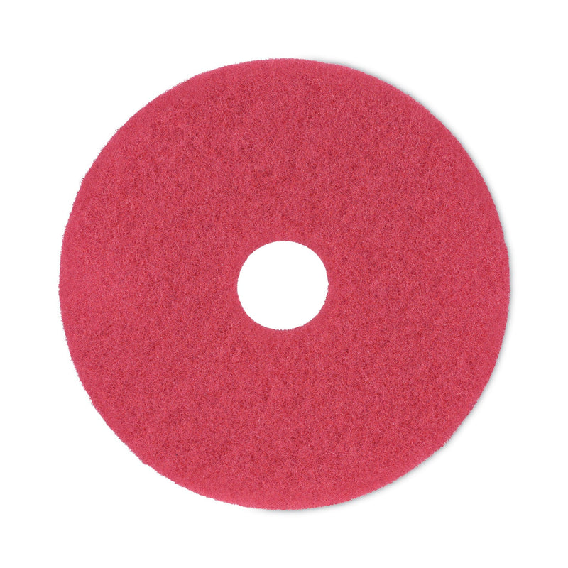 Boardwalk Buffing Floor Pads, 17" Diameter, Red, 5/Carton