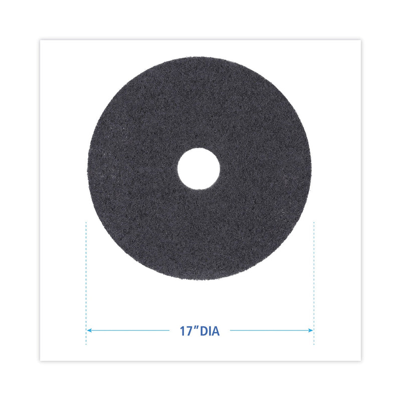 Boardwalk High Performance Stripping Floor Pads, 17" Diameter, Black, 5/Carton