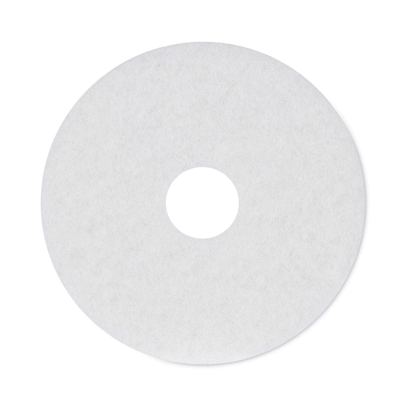 Boardwalk Polishing Floor Pads, 15" Diameter, White, 5/Carton