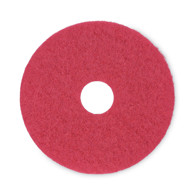 Boardwalk Buffing Floor Pads, 15" Diameter, Red, 5/Carton